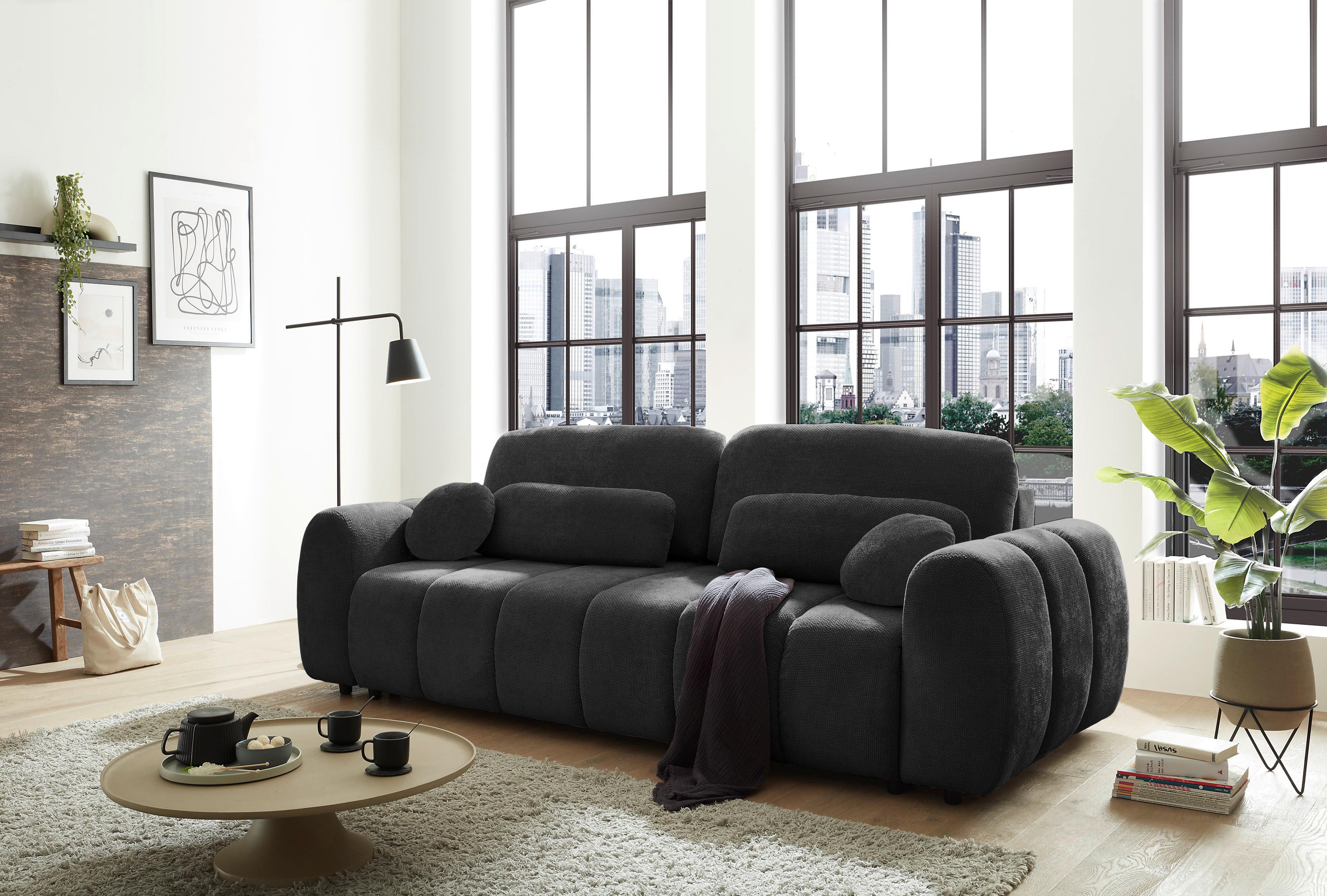 SCHLAFSOFA Bubble Schwarz B: 256 cm - Schwarz, Design, Textil (256/76/112cm) - MID.YOU