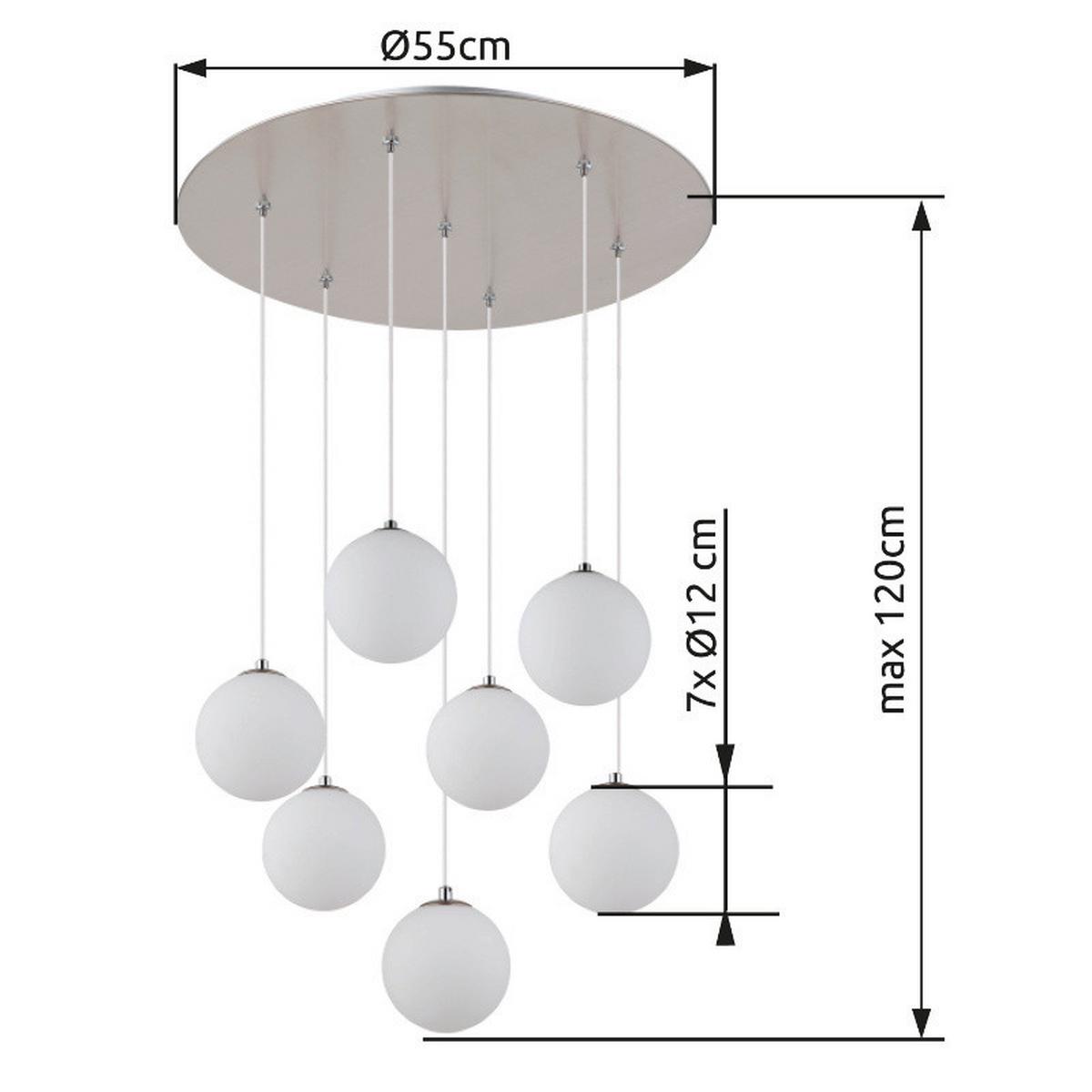 LED-Hängeleuchte 56140-7h - Schwarz/Weiß, Design, Glas/Kunststoff (55/120cm) - Globo