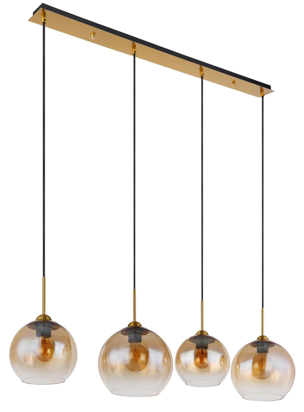 Hängeleuchte 15788-4h - Klar/Messingfarben, Design, Glas/Metall (120/25/120cm) - Globo