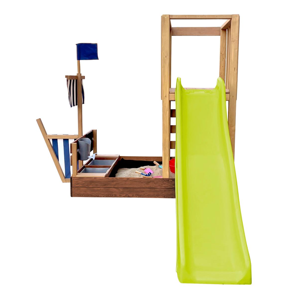 Spielturm Vicky mit Rutsche Limegrün - Limette/Braun, Basics, Holz/Kunststoff (180,5/87/150cm) - Ambia Garden