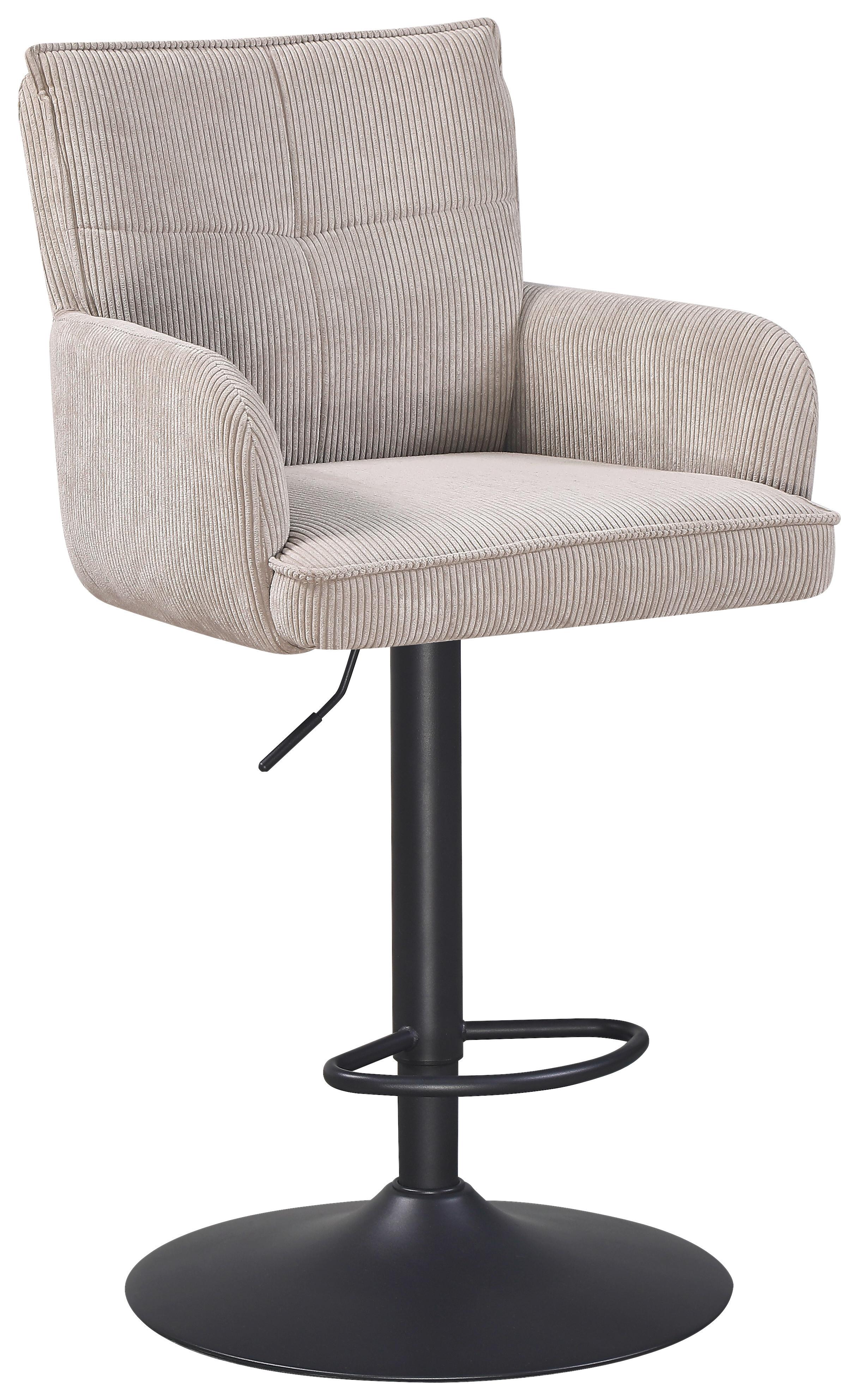 Barhocker Kai Grau höhenverstellbar mit Lehne - Schwarz/Grau, KONVENTIONELL, Textil/Metall (57/100-121/57cm) - MID.YOU
