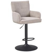 Barhocker Kai Grau höhenverstellbar mit Lehne - Schwarz/Grau, KONVENTIONELL, Textil/Metall (57/100-121/57cm) - MID.YOU