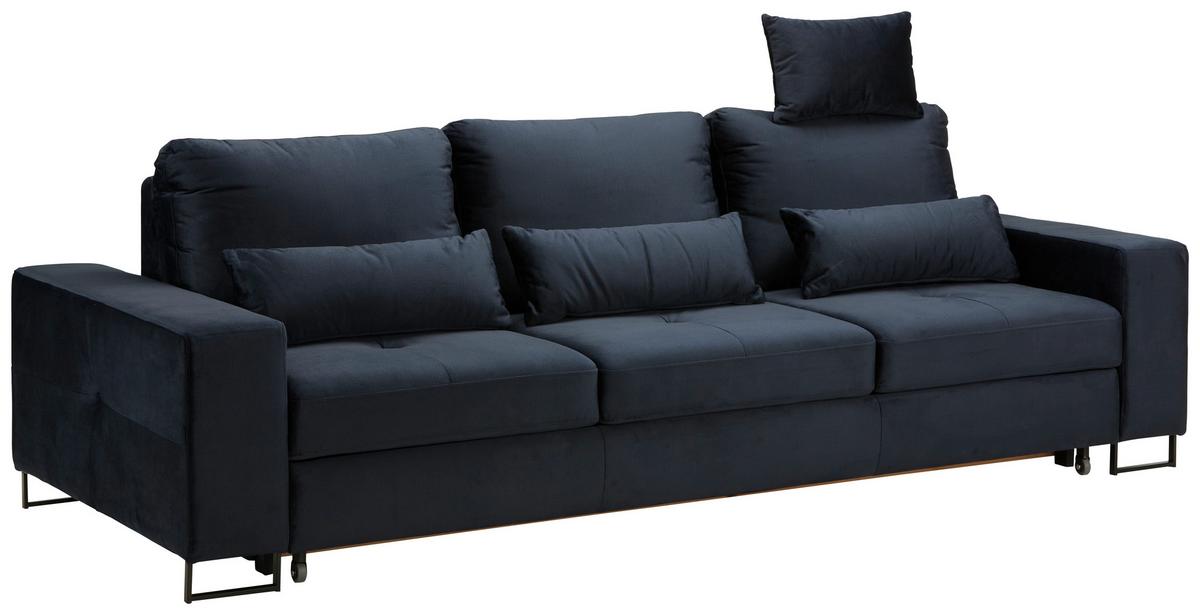 Rozkládací pohovka SIMONE, tmavě modrá - černá/tmavě modrá, Moderní, kov/textil (261/77-87/116cm) - Mömax
