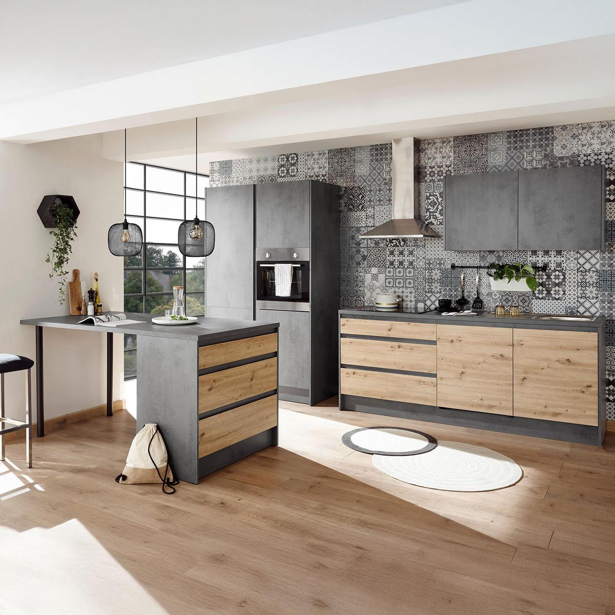 Konyhasziget Troja Insel - Artisan tölgy/antracit, Design, faalapú anyag (180/91/90cm) - MID.YOU