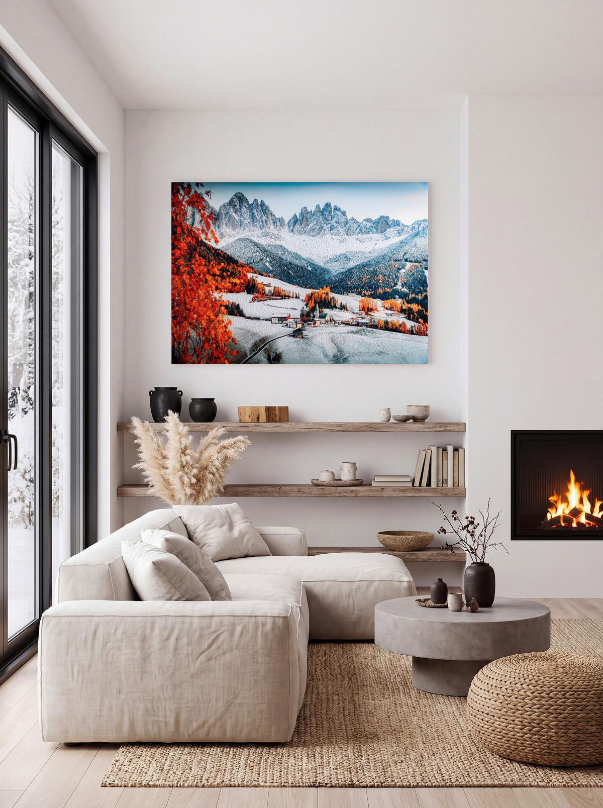 Bild Nura BxHxT: 70x100x2,5 cm - Orange/Weiß, KONVENTIONELL, Holz/Textil (70/100/2,5cm) - Luca Bessoni