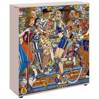 Schuhschrank Move Multicolor B: 100cm - Multicolor/Schwarz, Design, Holzwerkstoff (100/110/34cm) - MID.YOU