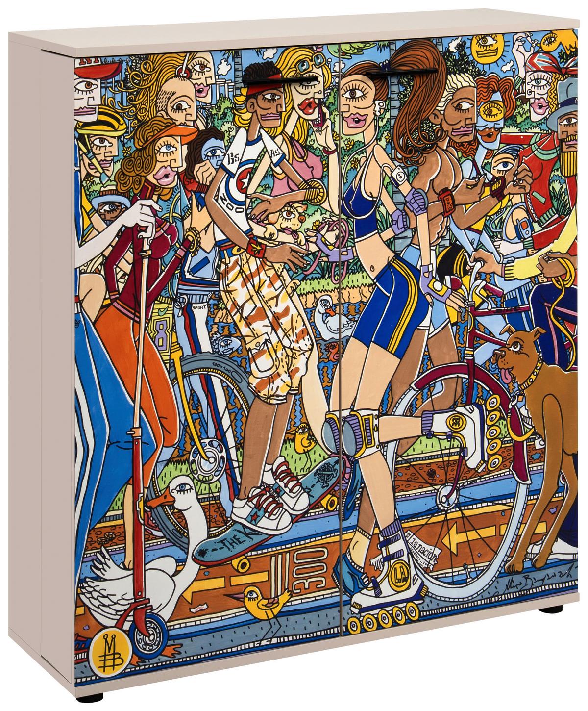 Schuhschrank Move Multicolor B: 100cm - Multicolor/Schwarz, Design, Holzwerkstoff (100/110/34cm) - MID.YOU