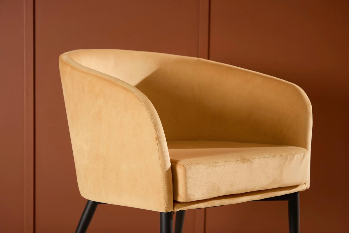 Sessel Fluffy Gelb, Schwarz B: 66cm - Gelb/Schwarz, MODERN, Textil/Metall (66/70/64cm) - Livetastic