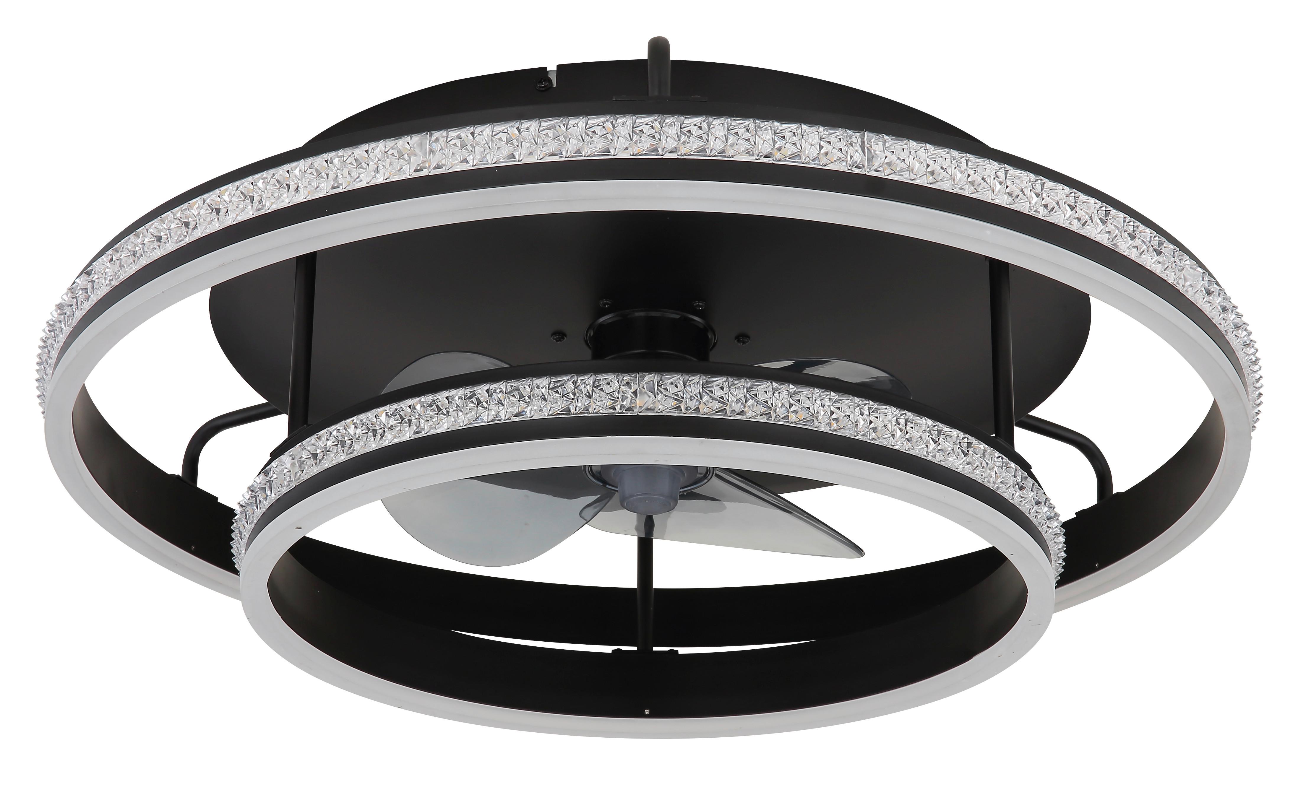 Deckenventilator 230V, 40W, ca. 60x20 cm - Klar/Schwarz, Design, Kunststoff/Metall (60/20cm) - Globo