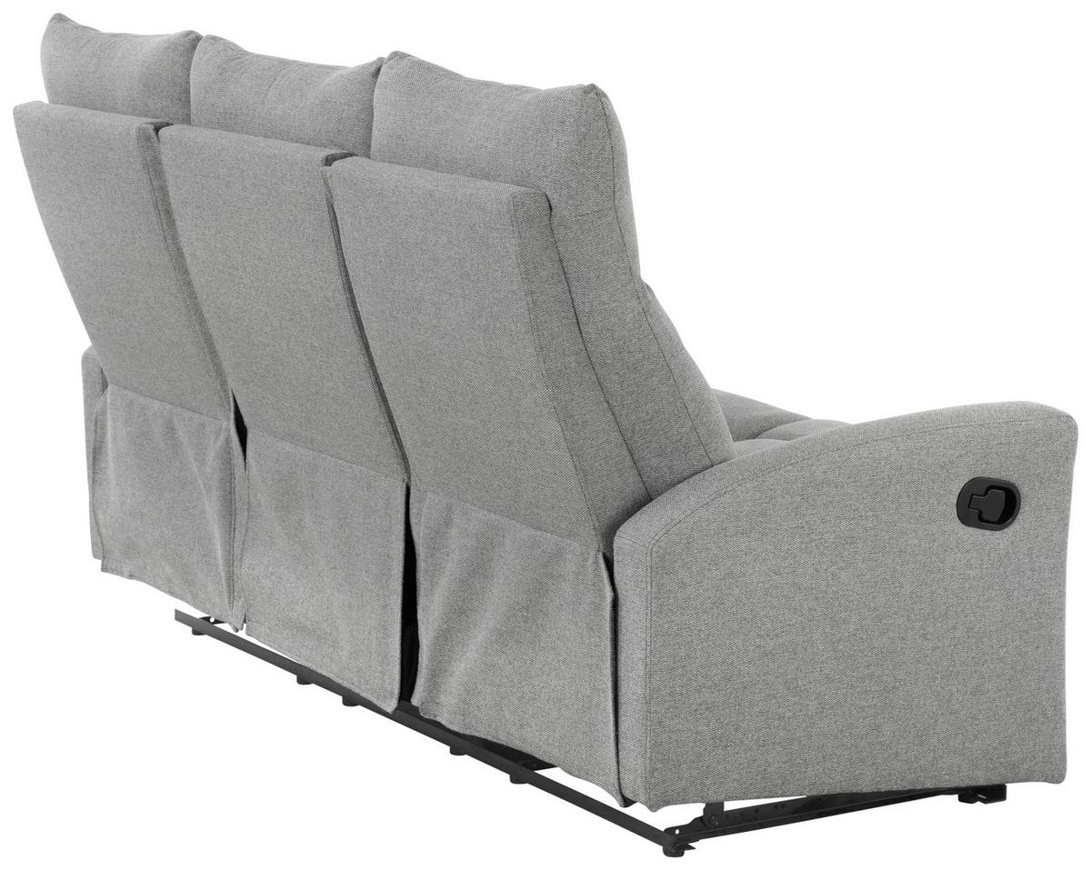 Sitzgarnitur 3-tlg. Nuvia Mit Relaxfunktion Grau - Schwarz/Grau, Design, Textil - Livetastic