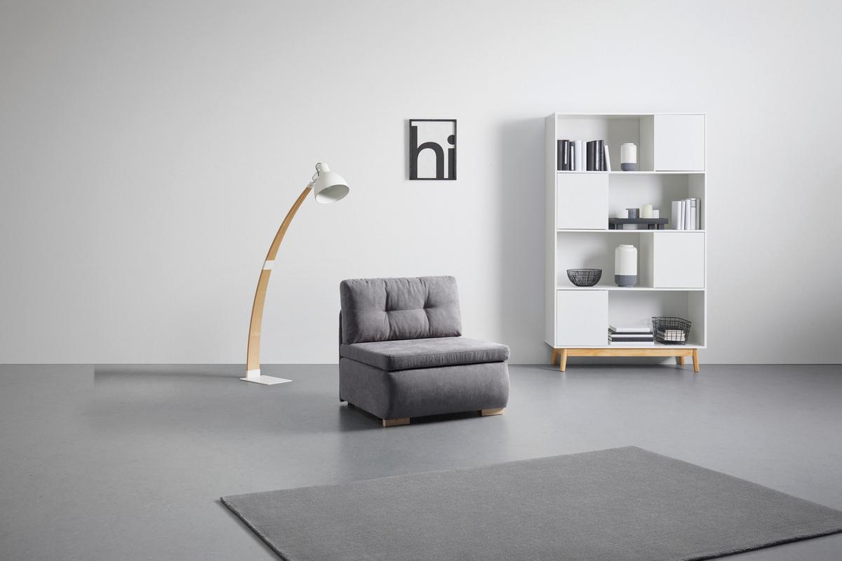 Rozkladacie kreslo MODENA s úložným priestorom a lôžkom - čierna/sivá, textil/plast (89/88/90cm) - Based