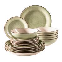 Tafelservice Lumaca Steinzeug 6 Personen Geschirr Set - Olivgrün, Basics, Keramik - Mäser