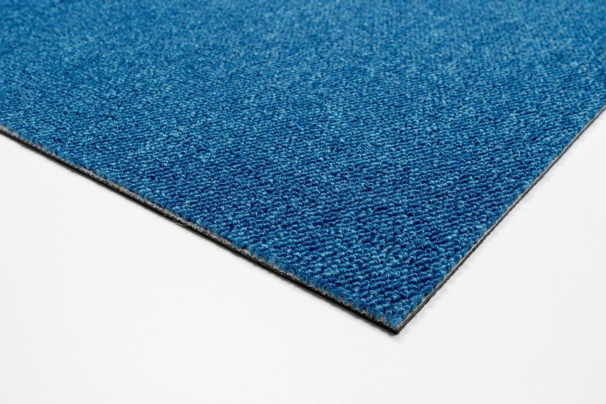 Teppichfliese Blau Mustang 50x50 cm Florhöhe 3 mm - Blau, Basics, Textil (50/50cm)