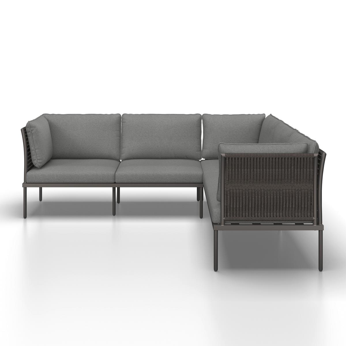 TERASOVÁ SEDACIA SÚPRAVA ELORA - farba akácie/prírodná farba, Modern, kov/textil (223/75/74cm) - Bessagi Garden