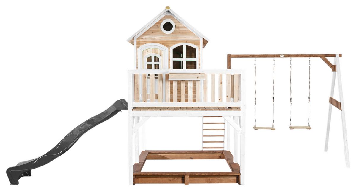 Spielturm A030.153.81 - Braun/Weiß, KONVENTIONELL, Holz (613/291/277cm) - Ambia Garden