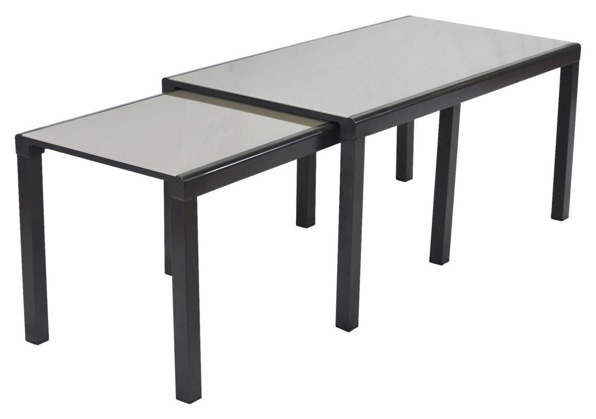 Gartenmöbel Set 7-tlg Florenz Aus Metall/textil/glas - Graphitfarben/Grau, MODERN, Glas/Textil - Gardenson