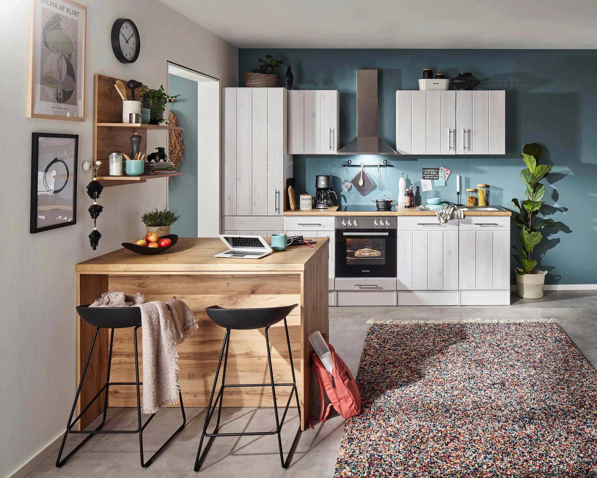 KÜCHENBLOCK ANTON KÜCHENZEILE 280 CM - Wildeiche/Lärchefarben, LIFESTYLE, Holzwerkstoff (280-124cm) - Respekta