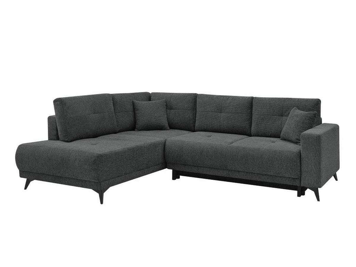 Rohová sedačka TEXAS, levá, antracitová - černá/antracitová, Konvenční, dřevo (203/259cm) - Based