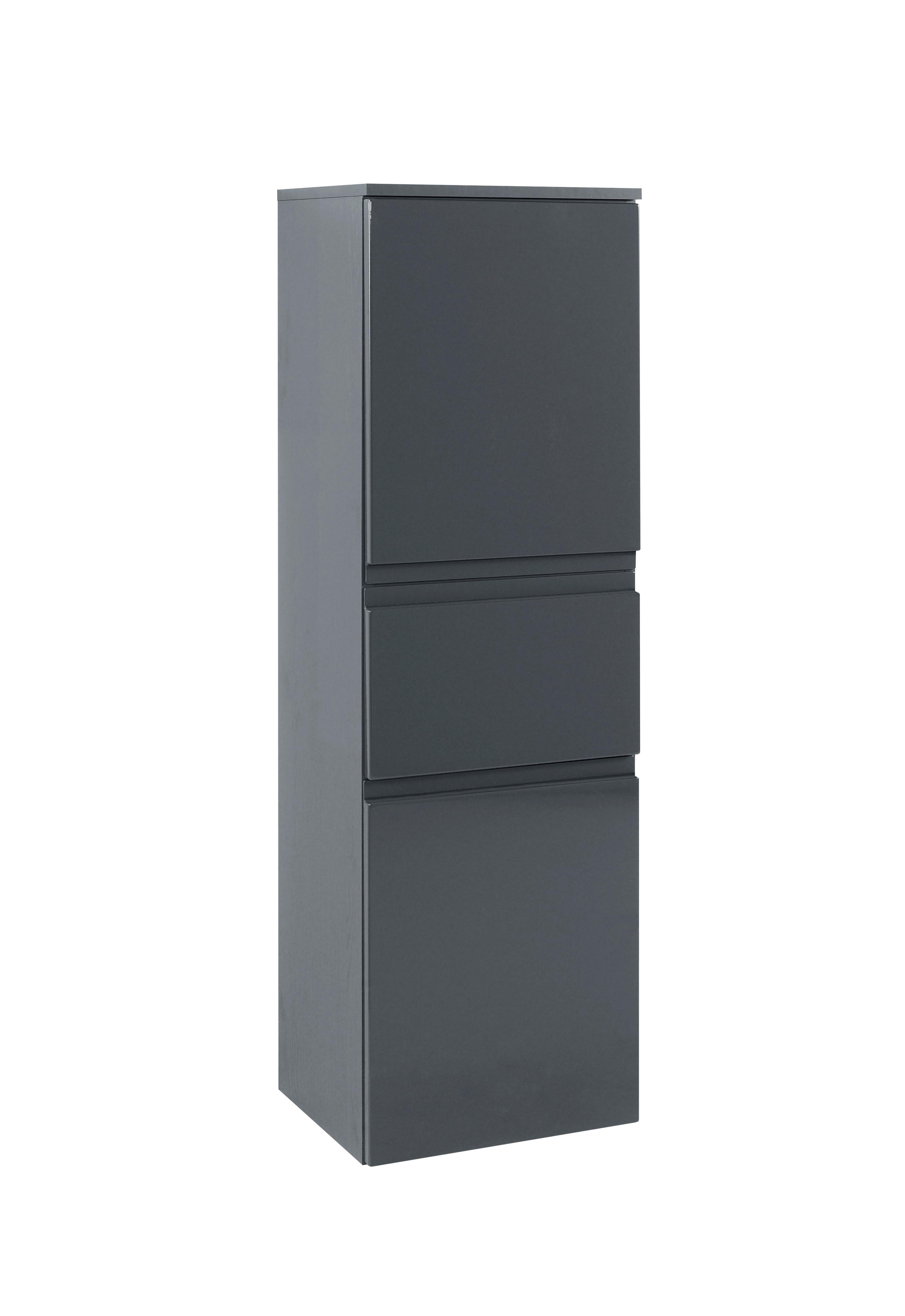 Midischrank mit Soft-Close Cardiff 40cm, Graphit Dekor - Graphitfarben, Design, Holzwerkstoff (40/130/35cm) - Held