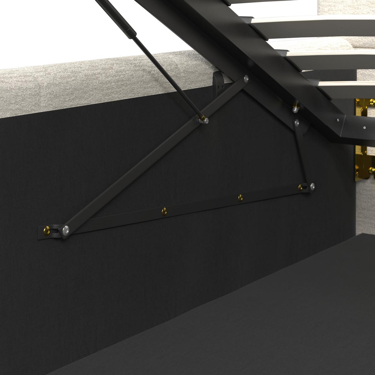 Čalouněná postel KAIA 180x200 cm, béžová - černá/přírodní barvy, Moderní, kov/dřevo (180/200cm) - Bessagi Home