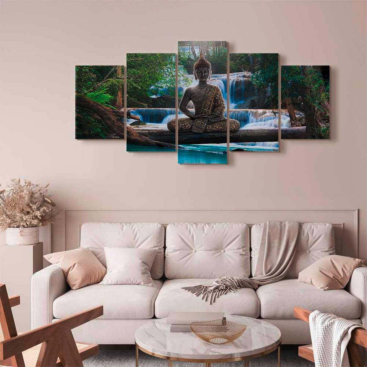 Leinwandbild Buddha Multicolor B: 200 Cm - Multicolor, Basics, Holzwerkstoff/Textil (200/100/1,2cm) - artgeist