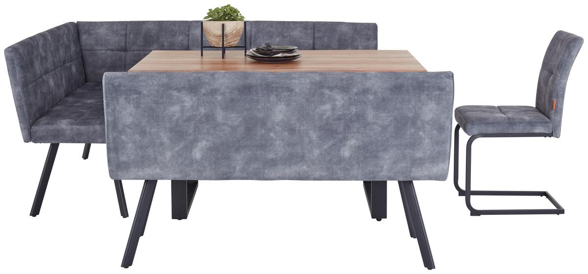Eckbank Grau / Schwarz Milos 150x190 cm - Schwarz/Grau, MODERN, Textil/Metall (150/190cm)