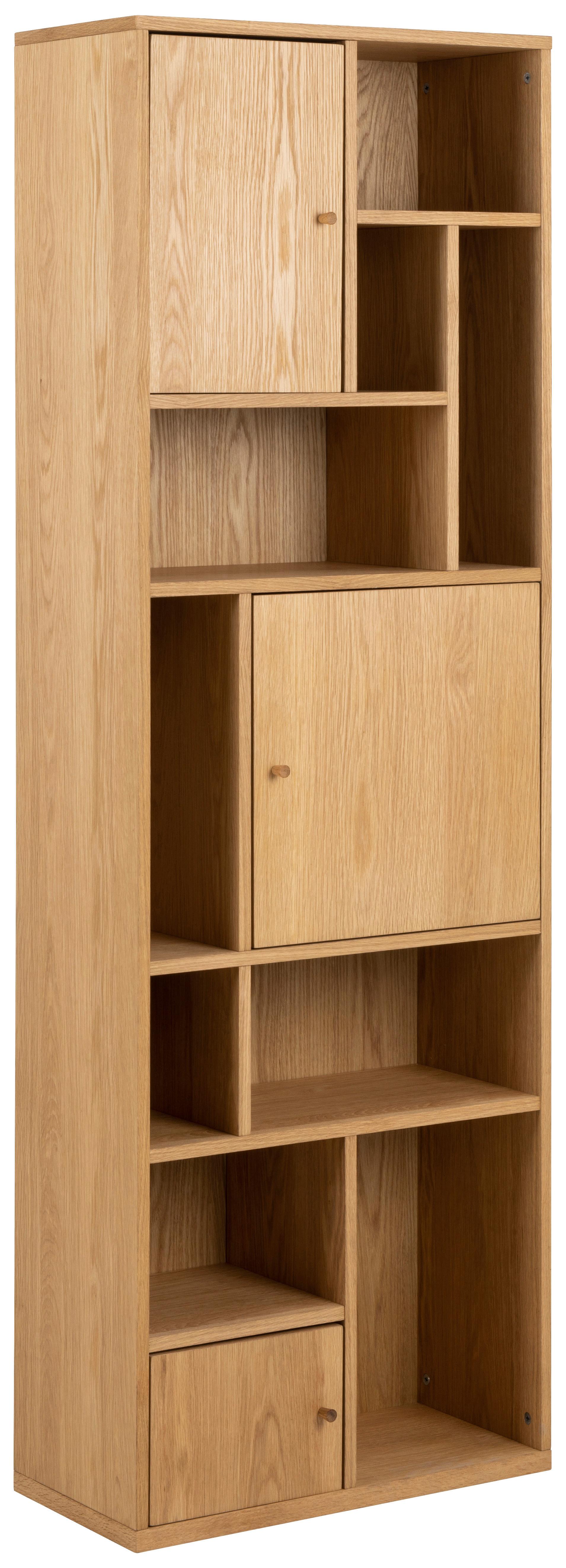 Regál RANGOON dyha - přírodní barvy, Design, dřevo (60,5/180/30cm) - MID.YOU
