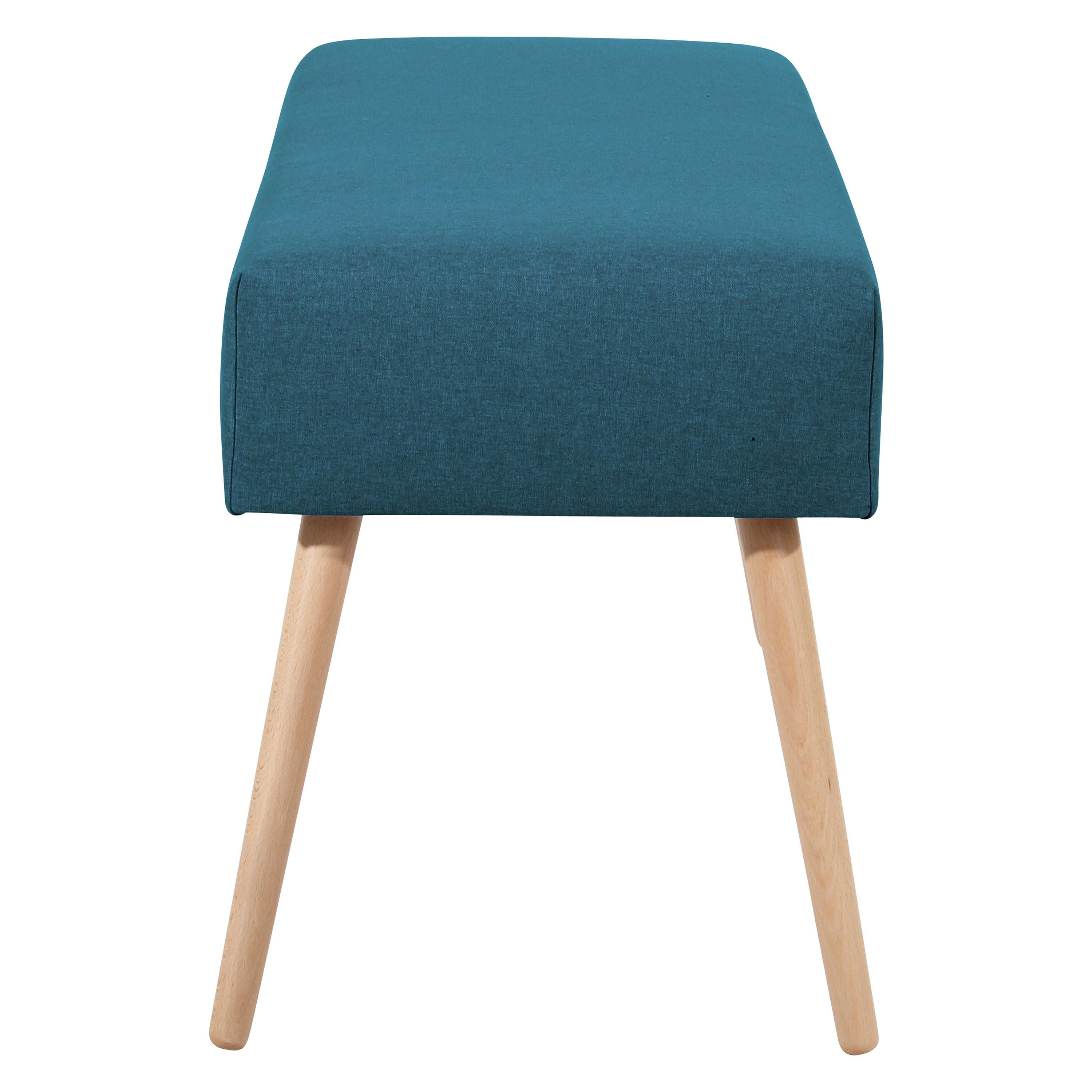 Sitzbank Gepolstert Blau Sue BxHxT: 114x48x40 cm - Blau/Buchefarben, Design, Textil (114/48/40cm) - Max Winzer