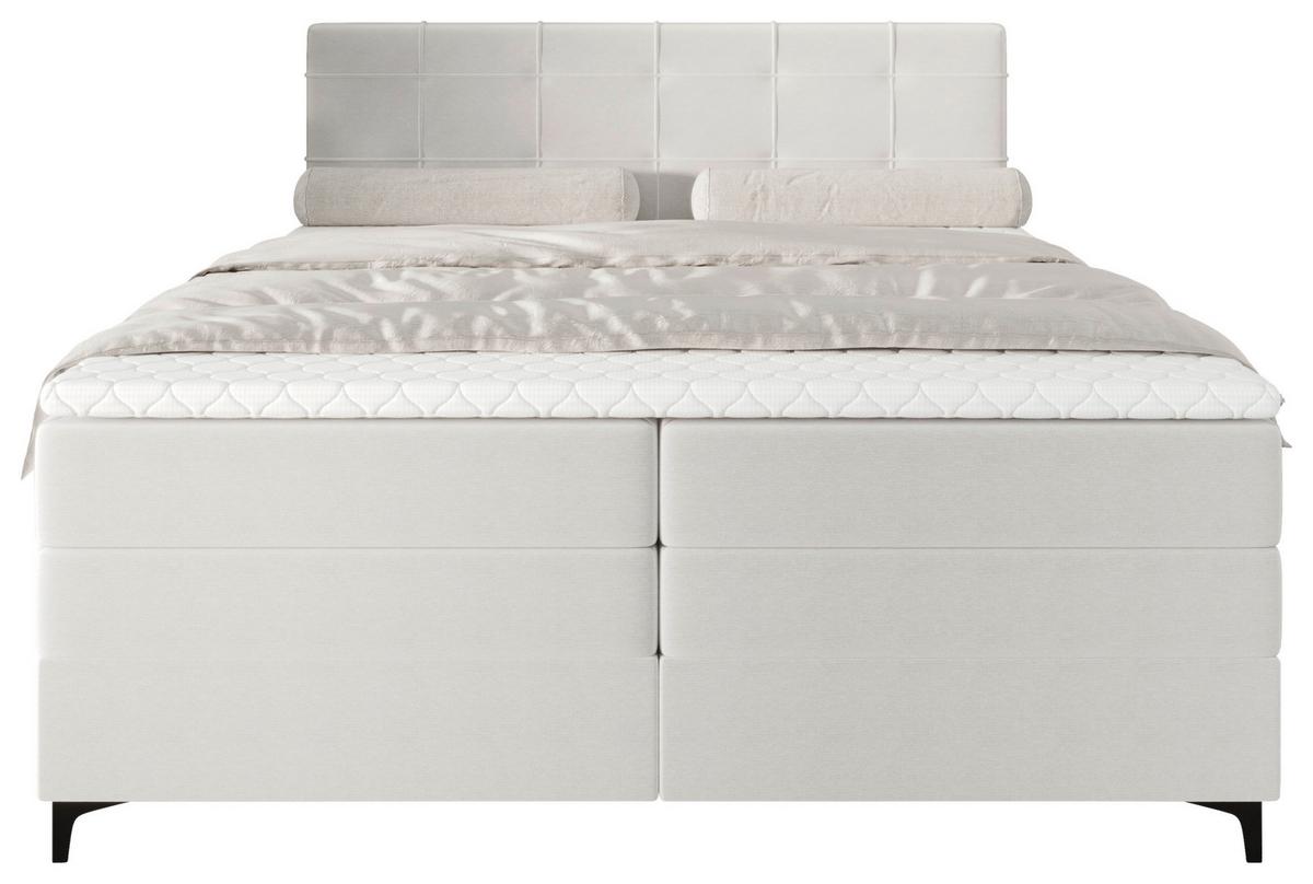 Boxspringbett Mitto mit Topper 180x200 cm - Beige/Schwarz, KONVENTIONELL, Textil/Metall (180/200cm)