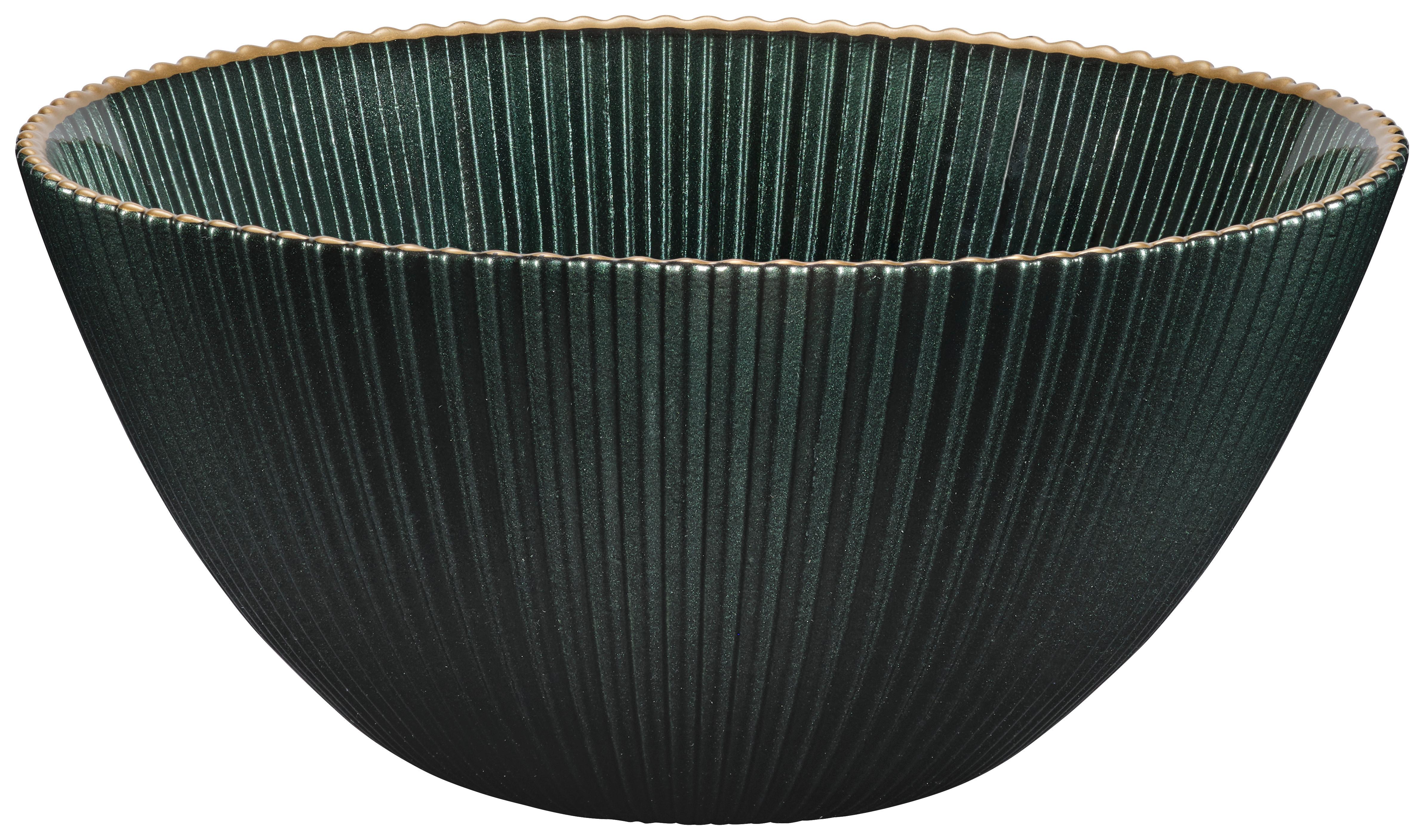 Schüssel Filipa - Dunkelgrün/Goldfarben, Design, Glas (14,5cm) - Luca Bessoni