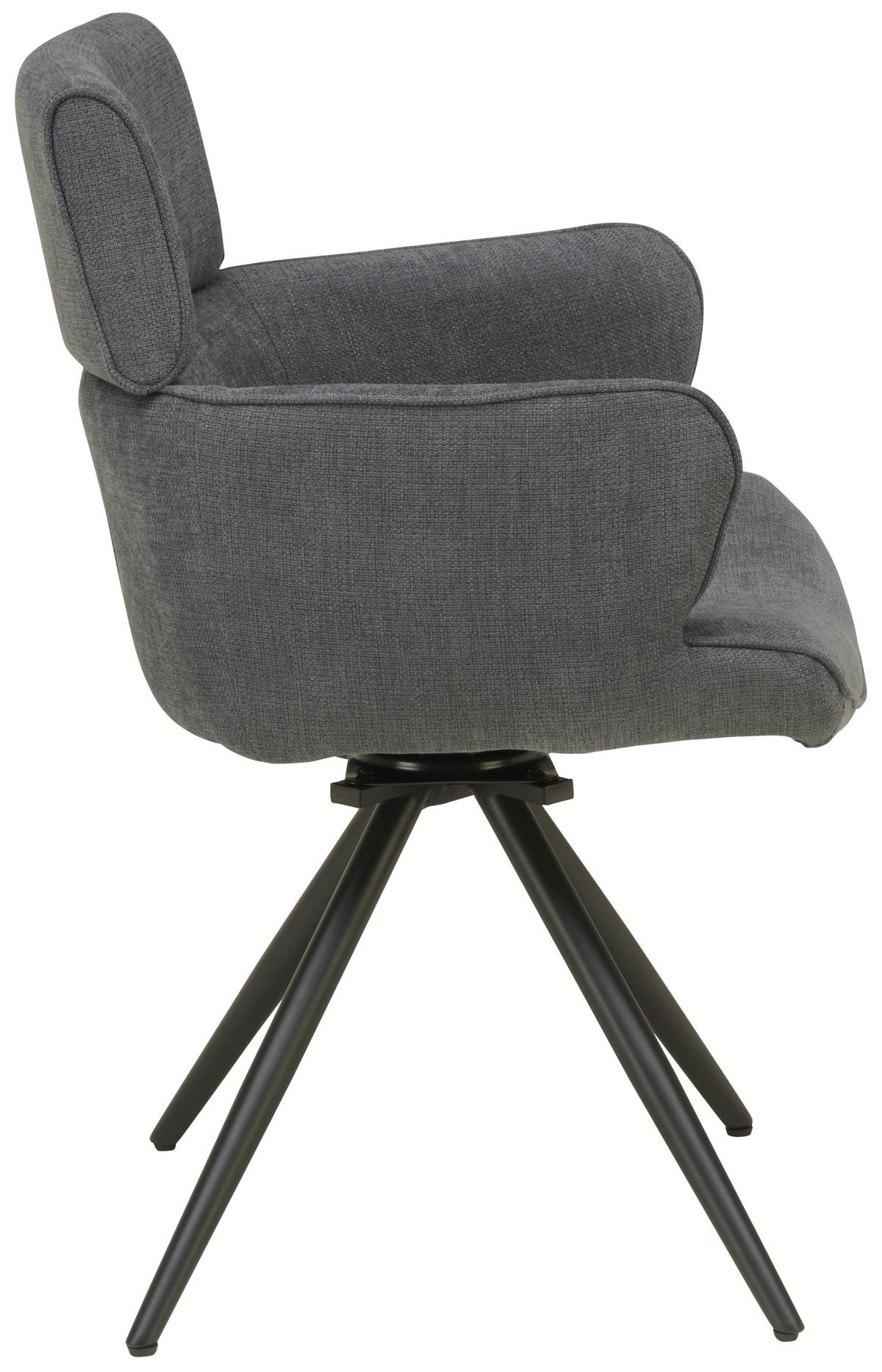 Armlehnstuhl Elis Webstoff Anthrazit, B: 62 cm - Anthrazit/Schwarz, KONVENTIONELL, Textil/Metall (62/89/62cm) - Livetastic