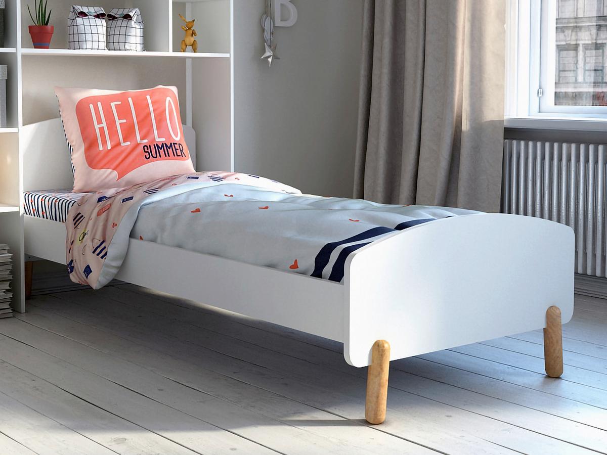 BETT Naturfarben/Weiß 90x200cm - Weiß/Naturfarben, Design, Holz/Holzwerkstoff (90/200cm) - Livetastic