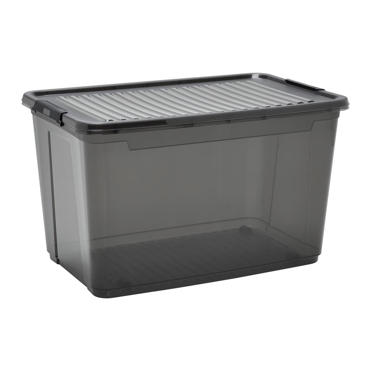 Box s víkem LEO -  56L - průhledné, Moderní, plast (59/38/35,5cm) - Mömax