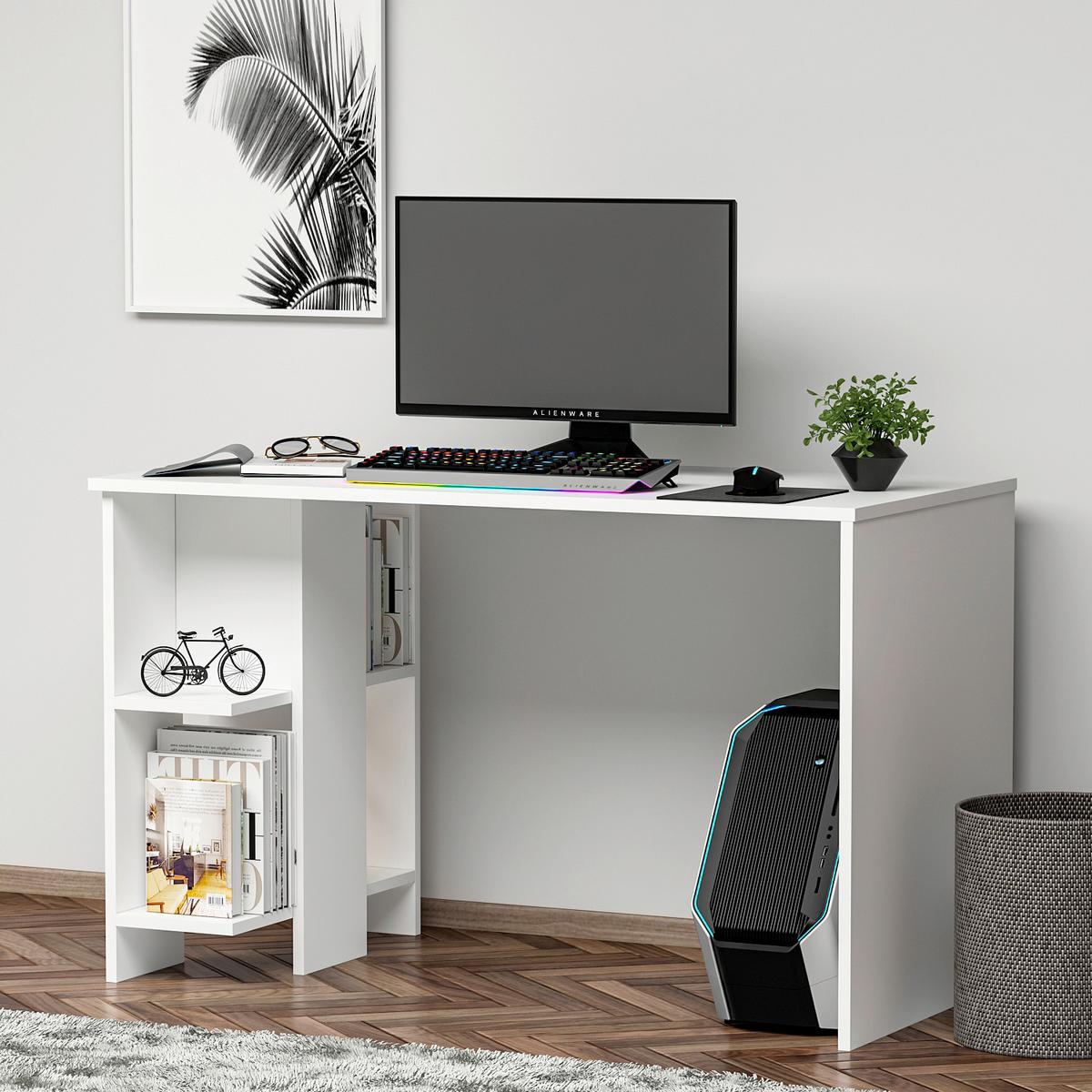 Schreibtisch Alya Weiß L: 120cm - Weiß, Design, Holzwerkstoff (120/60/73cm) - Livetastic