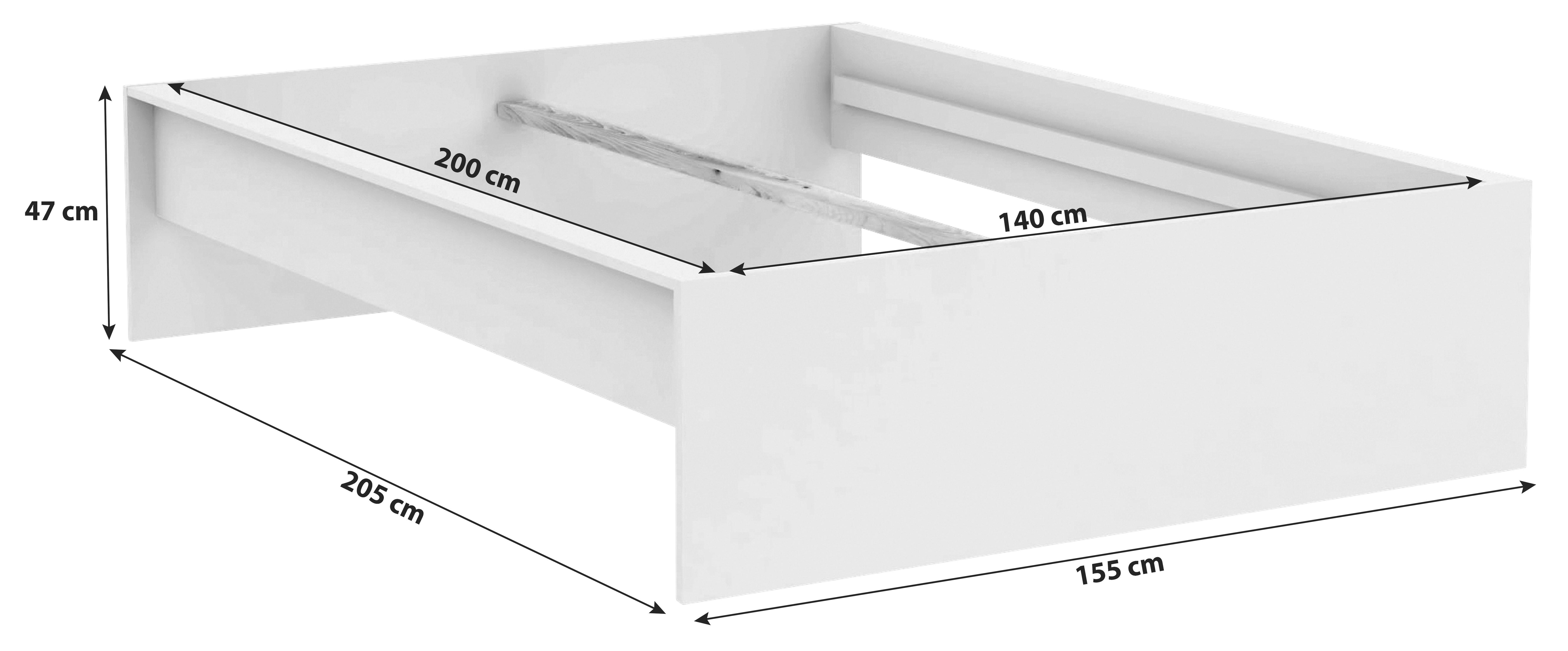 Unit Elements Bettrahmen 90x200 cm Weiß - Anthrazit, KONVENTIONELL, Holzwerkstoff (140/200cm) - Ondega