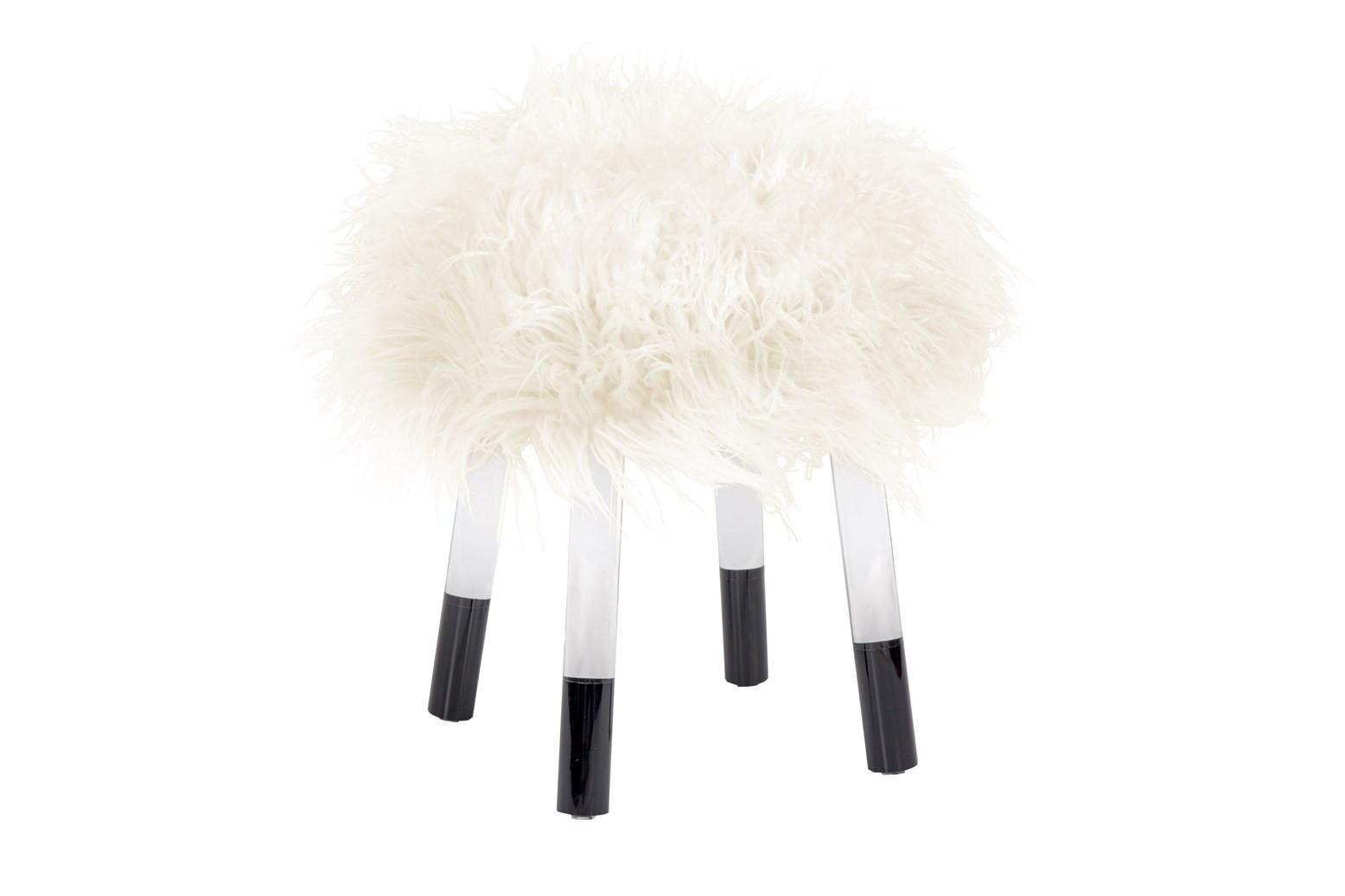 Hocker Laika, Weiß B: 41 cm - Transparent/Schwarz, Design, Textil (41/46/41cm) - Kayoom