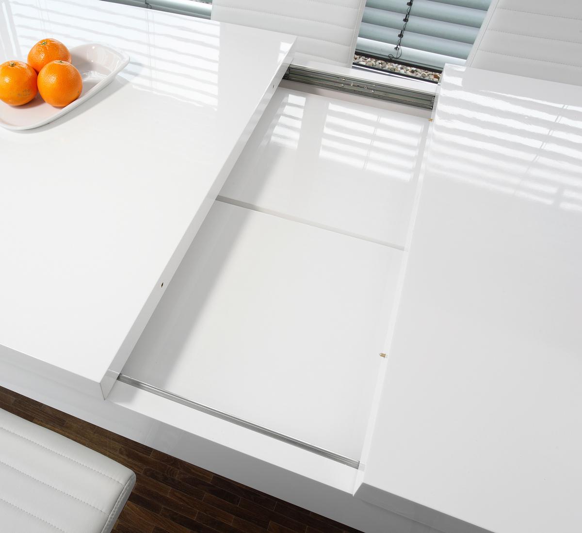 Esstisch Weiß B: 180-260 Cm - Weiß Hochglanz, MODERN, Holzwerkstoff (180-260/90/75cm) - Livetastic