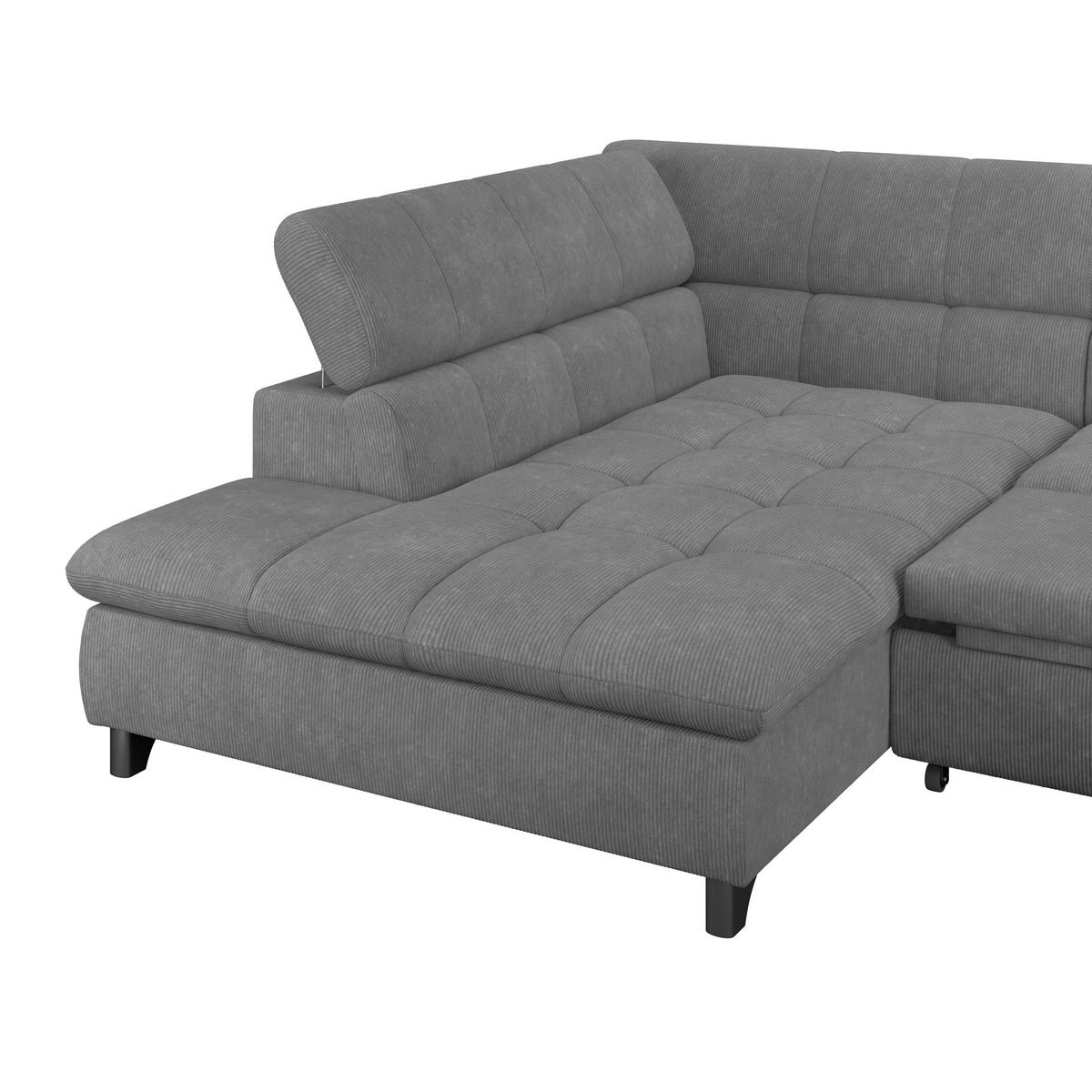 Ecksofa Gemini Anthrazit, B: 234cm - Chromfarben/Anthrazit, KONVENTIONELL, Textil (234/312cm)