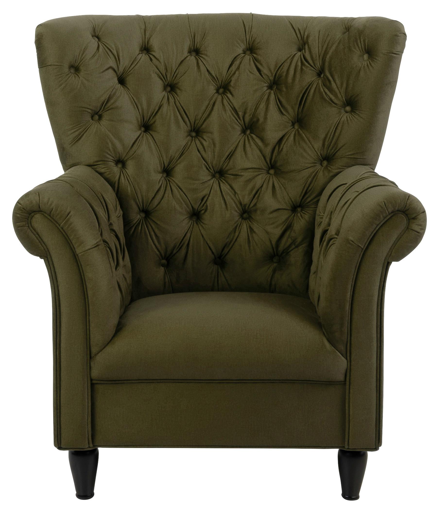 Ohrensessel Cupido - Schwarz/Olivgrün, Design, Textil (96/112/86cm) - MID.YOU