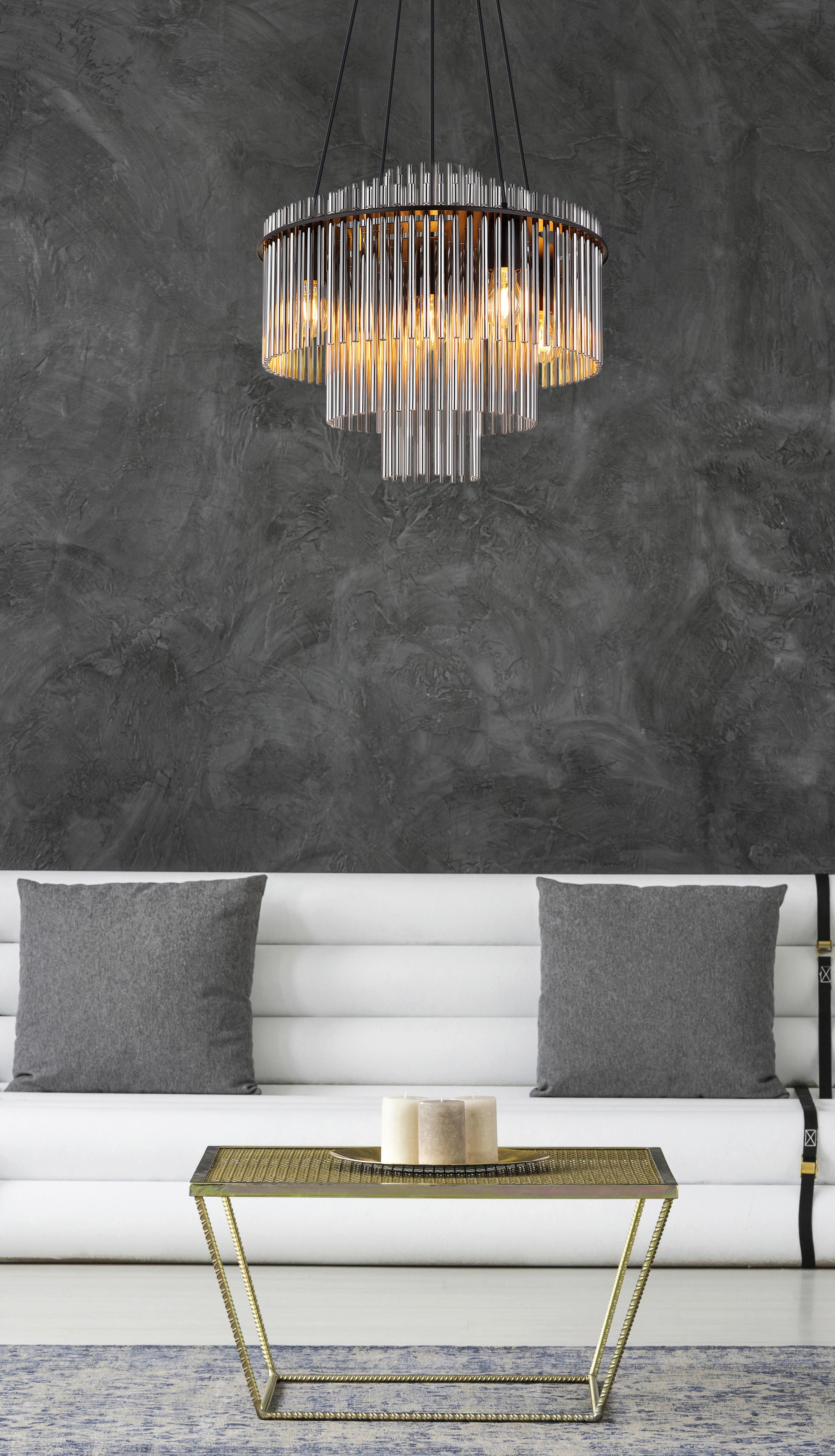 Hängeleuchte 15698h1 Gorley - Schwarz/Grau, Basics, Glas/Kunststoff (50/120cm) - Globo