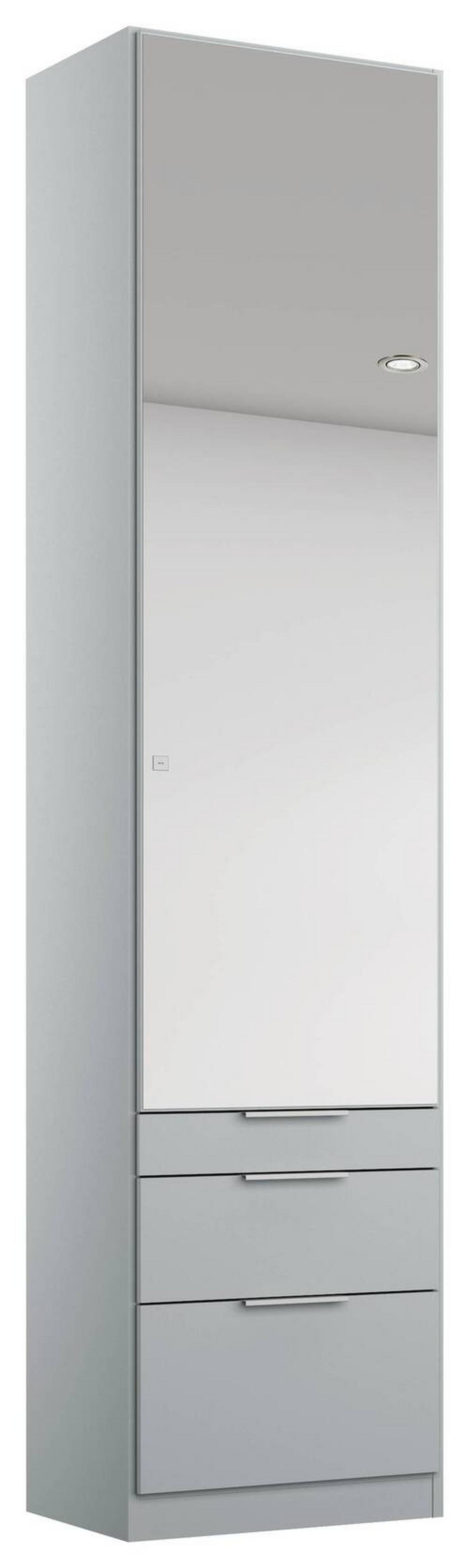 Drehtürenschrank Mit Spiegel B: 47 cm Alabama In Hellgrau - Silberfarben/Hellgrau, MODERN, Holzwerkstoff (47/229/54cm)