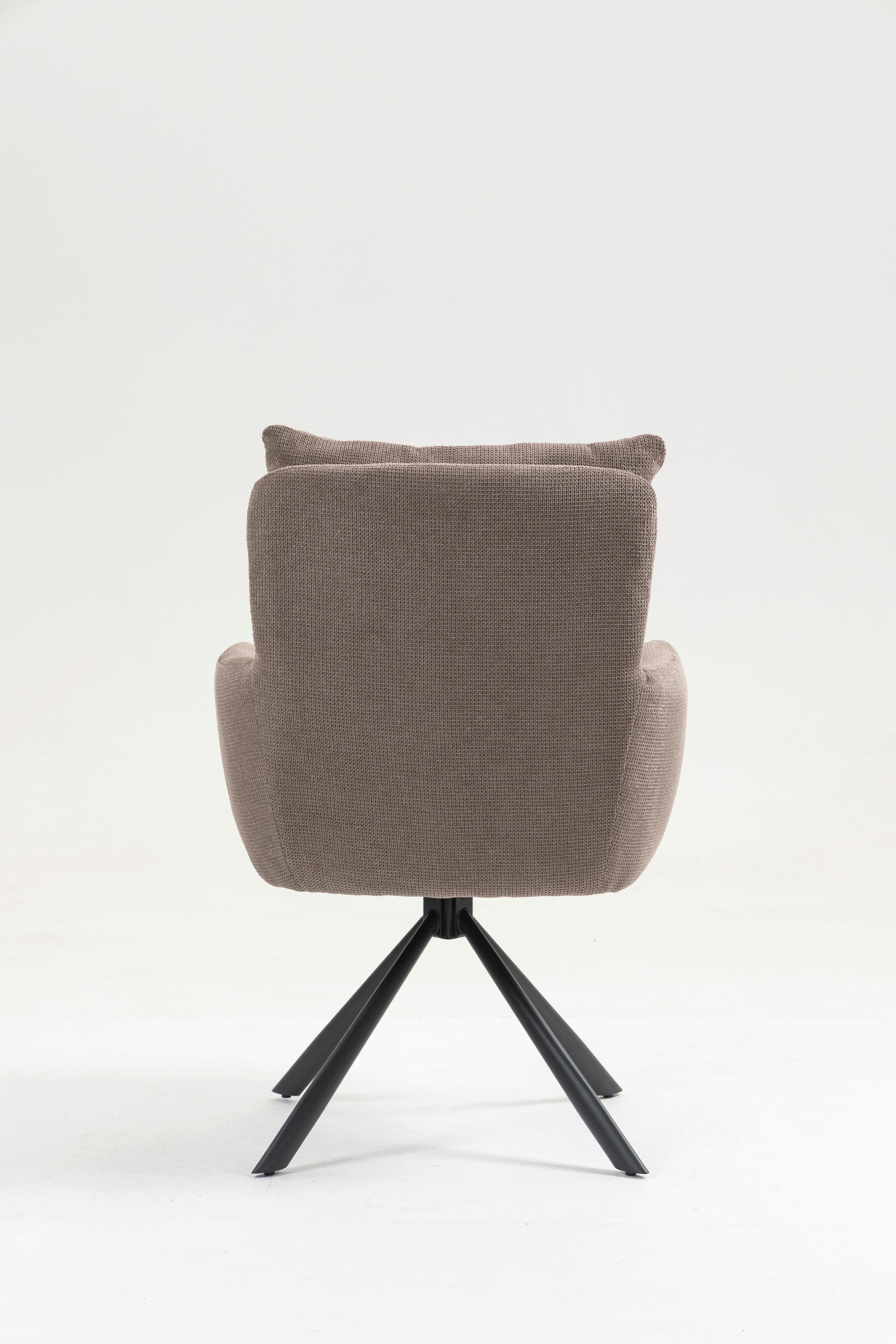 Armlehnstuhl Lina Taupe Sitzfl. 180° drehbar, B: 60cm - Taupe/Schwarz, KONVENTIONELL, Textil/Metall (60/95/67cm)