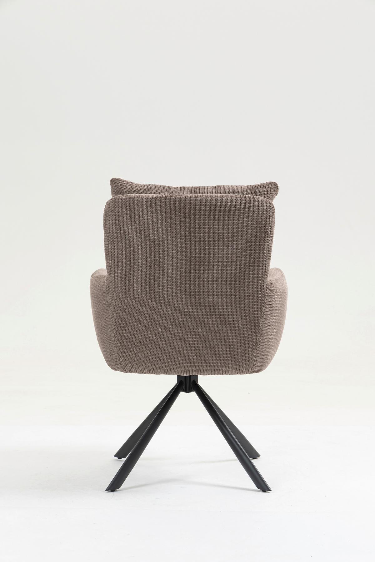 Armlehnstuhl Lina Taupe Sitzfl. 180° drehbar, B: 60cm - Taupe/Schwarz, KONVENTIONELL, Textil/Metall (60/95/67cm)