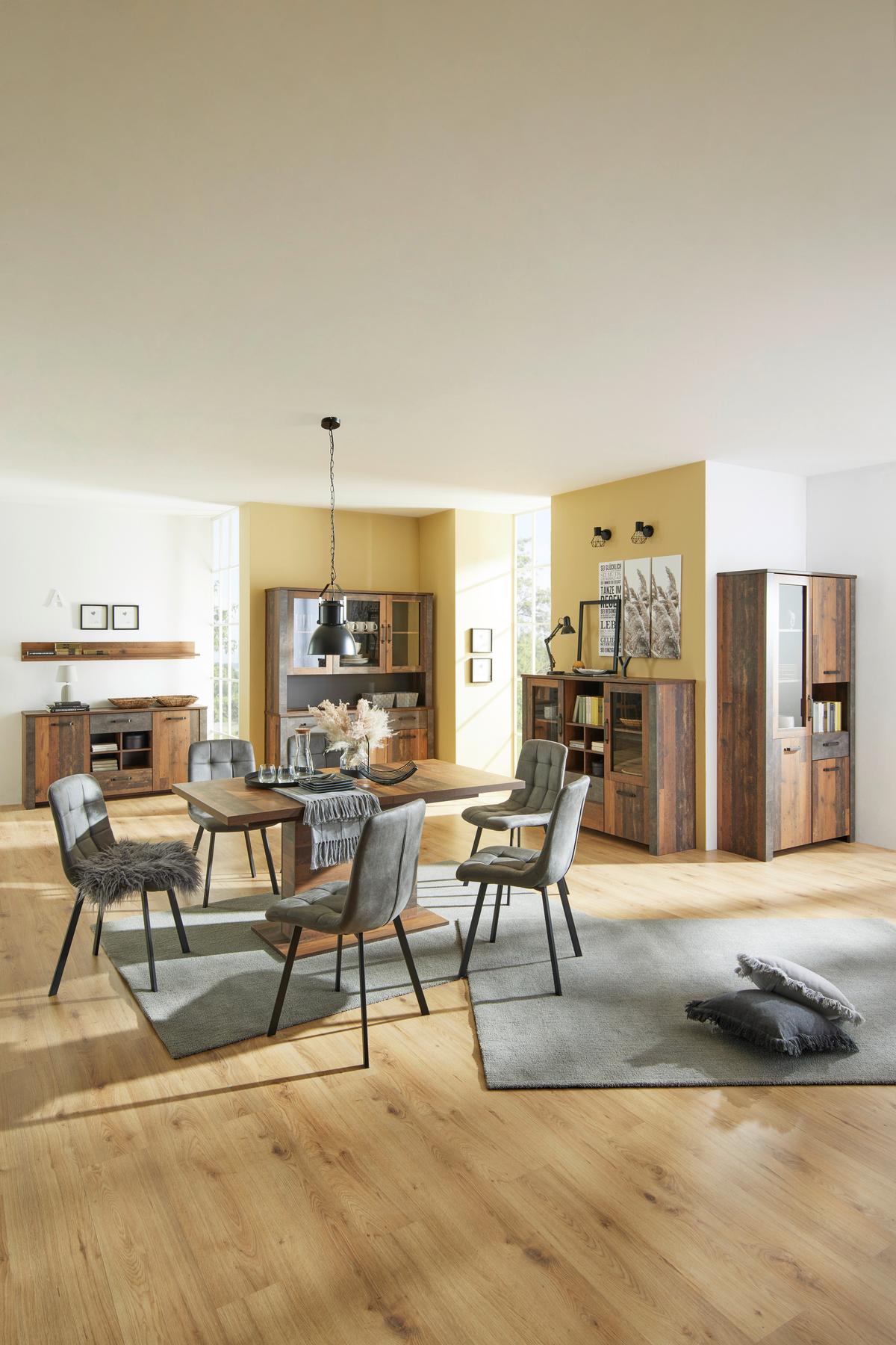 ŠIROKÁ KOMODA ONTARIO - šedá/barvy dubu, Moderní, kompozitní dřevo/plast (162/86/41,5cm) - Ondega