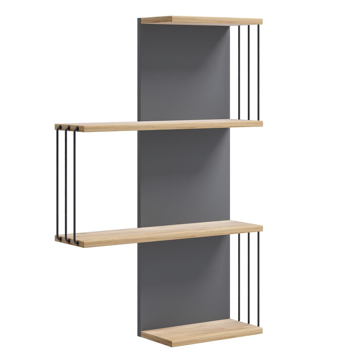 Wandboard Dolira Anthrazit/Eichefarben B: 68 cm - Eichefarben/Anthrazit, Design, Holzwerkstoff (68/98/19cm) - Livetastic