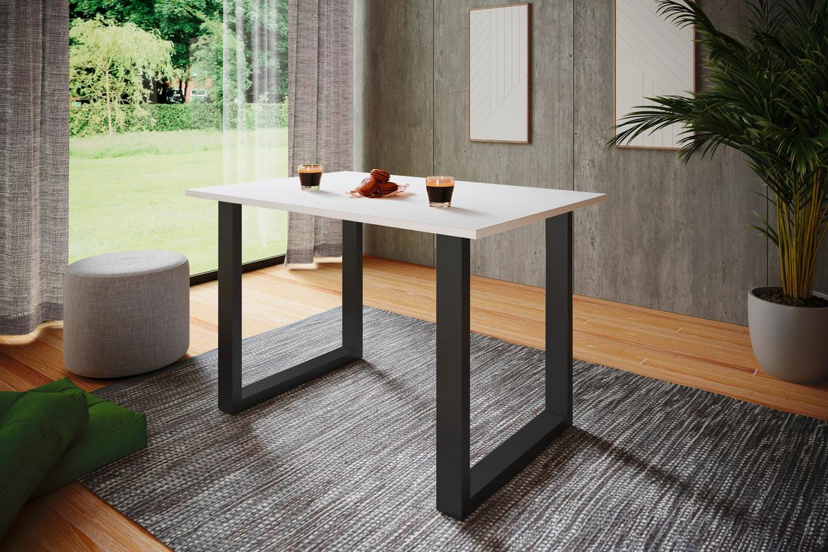 Schreibtisch Lona Schwarz, Weiß B: 160 Cm - Silberfarben/Schwarz, Design, Holzwerkstoff/Metall (160/80/76cm) - MID.YOU