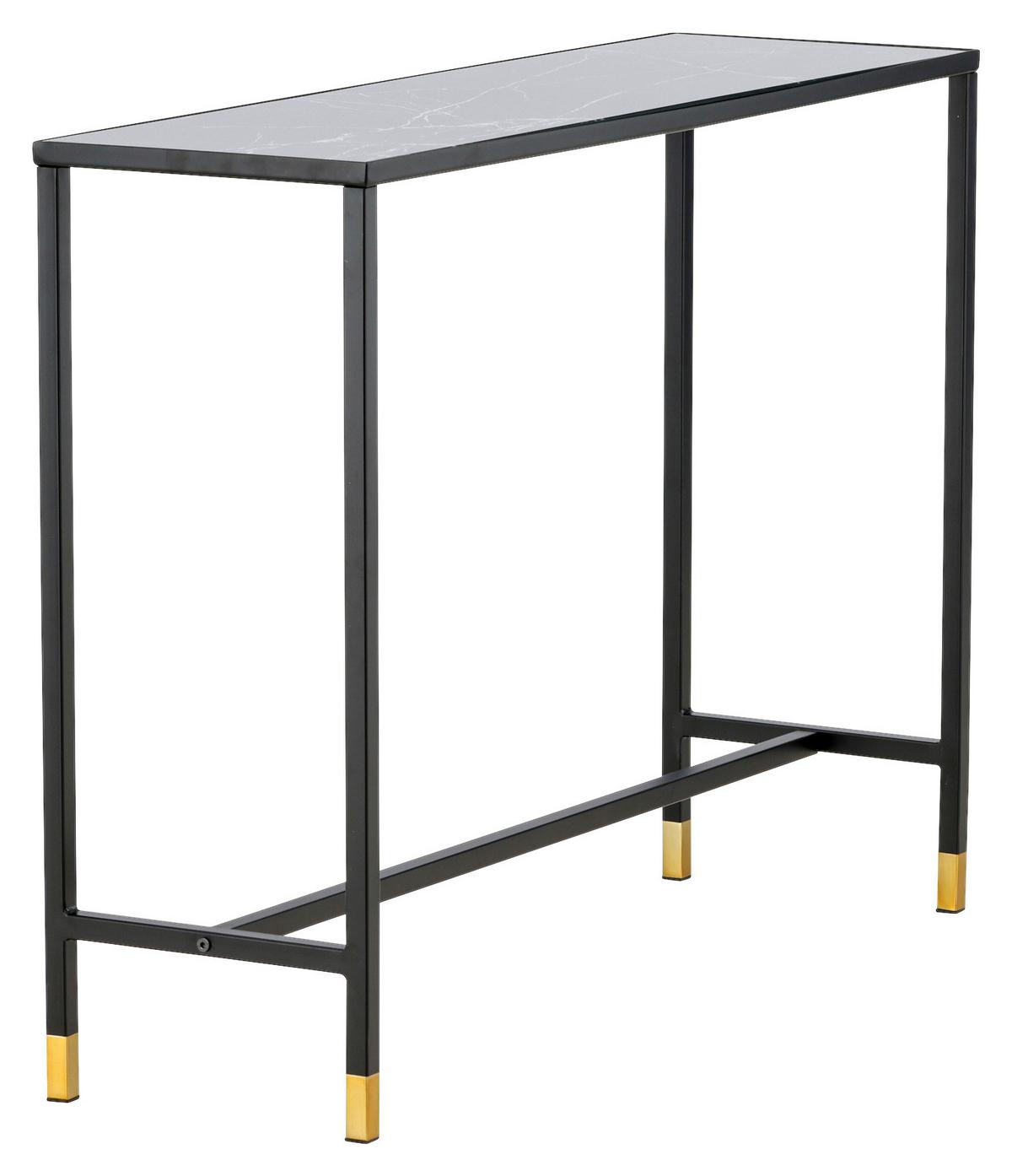 Beistelltisch Dipp - Messingfarben/Schwarz, Design, Glas/Metall (100/30/75cm) - Livetastic