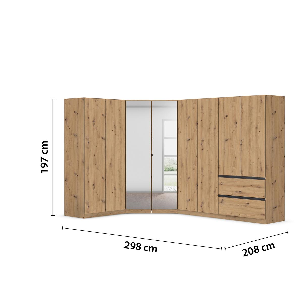 Eckkleiderschrank Costa Eiche Artisan Dekor - Eiche Artisan, MODERN, Holzwerkstoff (208/197/298cm) - Rauch Möbel