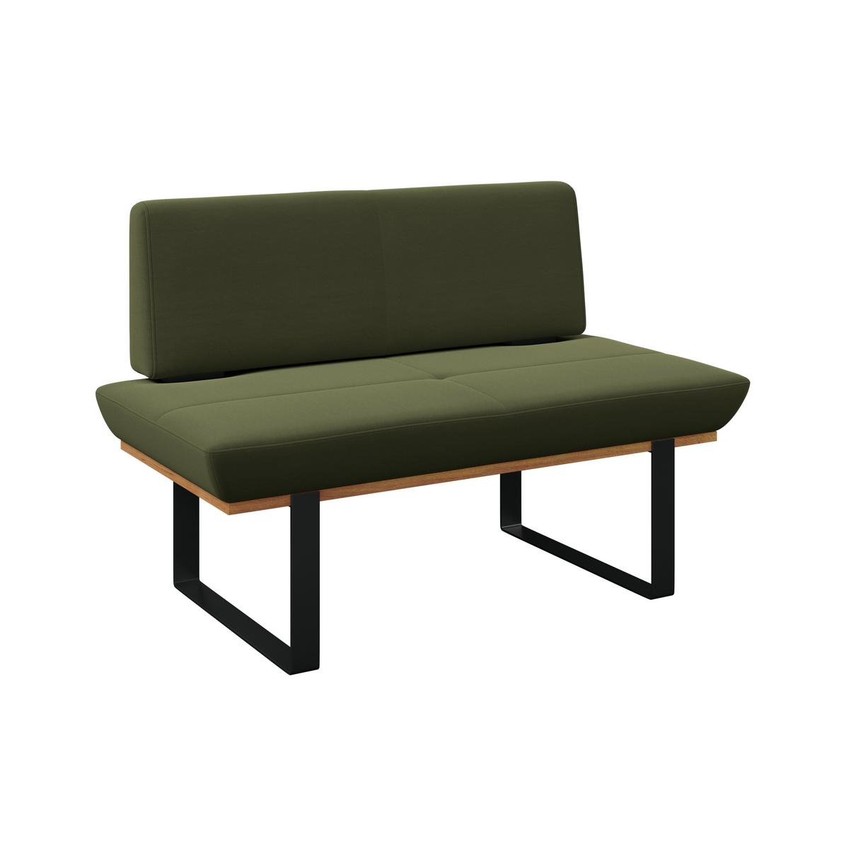 Sitzbank Tristan Webstoff moosgrün, B: 130cm - Schwarz/Grün, MODERN, Holz/Textil (130/48/90cm) - James Wood