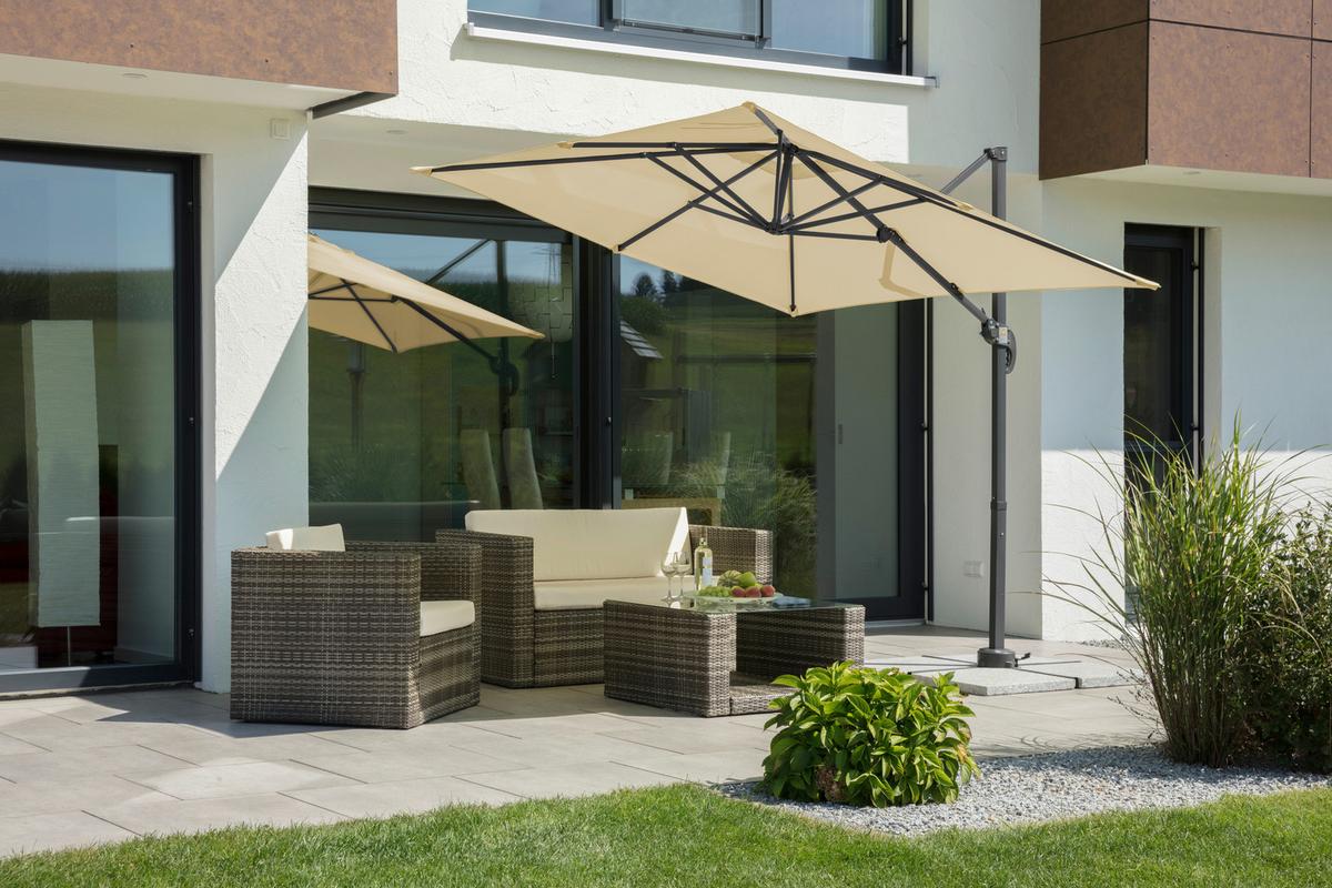 Ampelschirm Rhodos Junior Bxhxt: 300x239x230 Cm Naturfarben - Anthrazit/Naturfarben, Basics, Textil/Metall (300/239/230cm) - Schneider